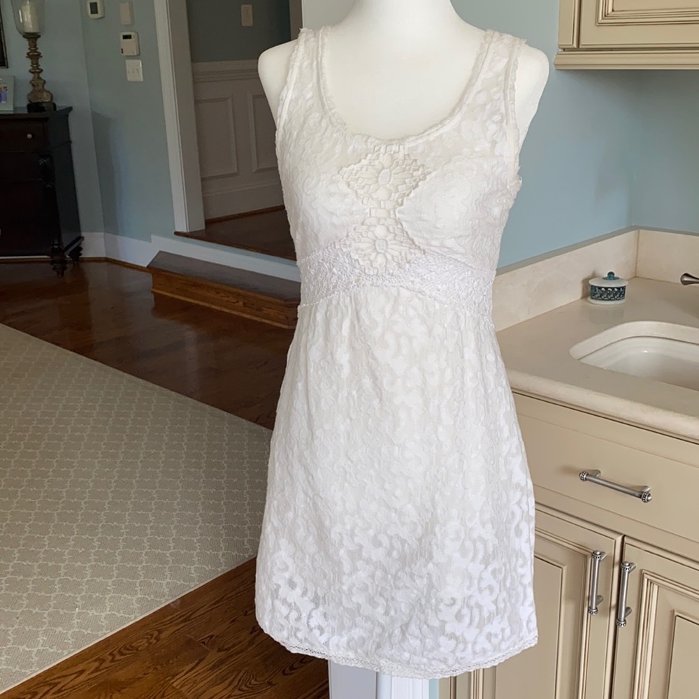 Free People Stretchy White Bodycon Lace Dress